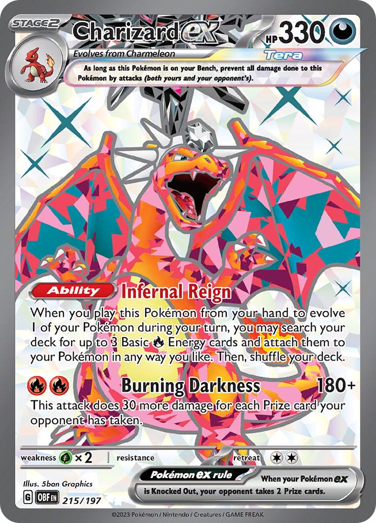 Charizard ex - 215/197 - Full art ultra rare dañada