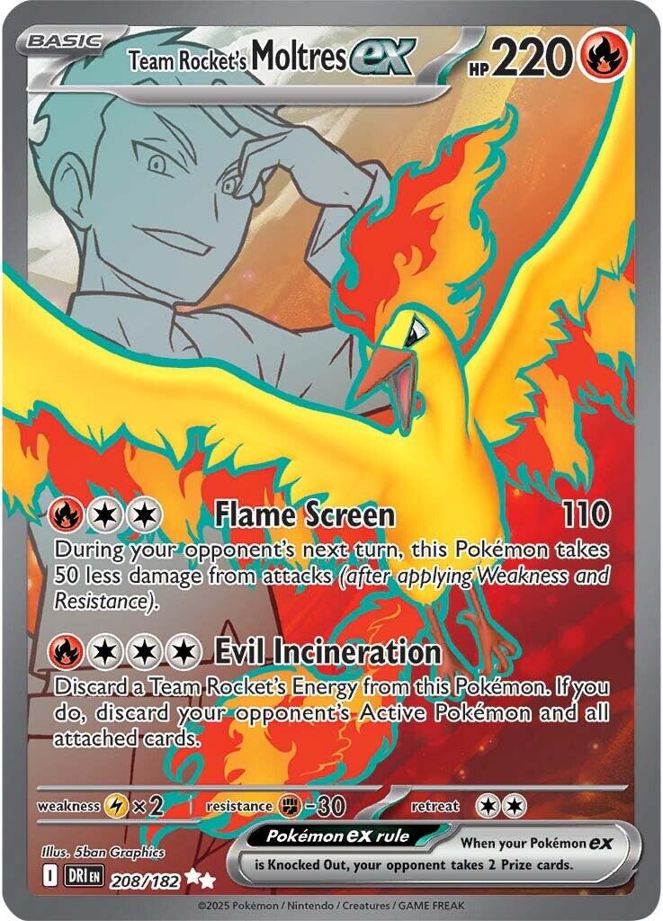 Team Rocket´s Moltres ex - 208/182 - Full art ultra Rare