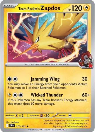 Team Rocket's Zapdos - 070/182 - Holo Rare