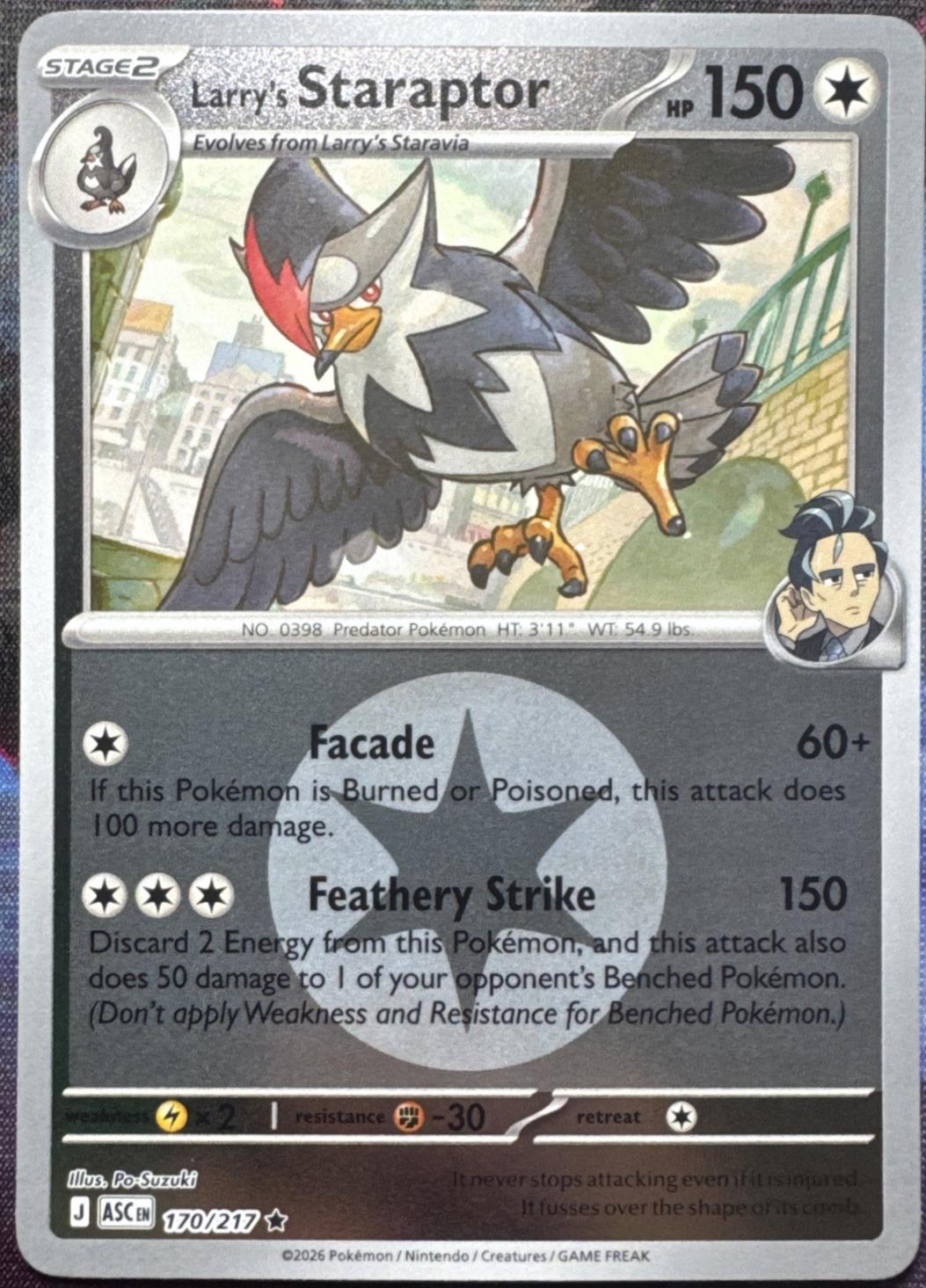 Larry´s Staraptor - 170/217 - Rare reverse Energy symbol