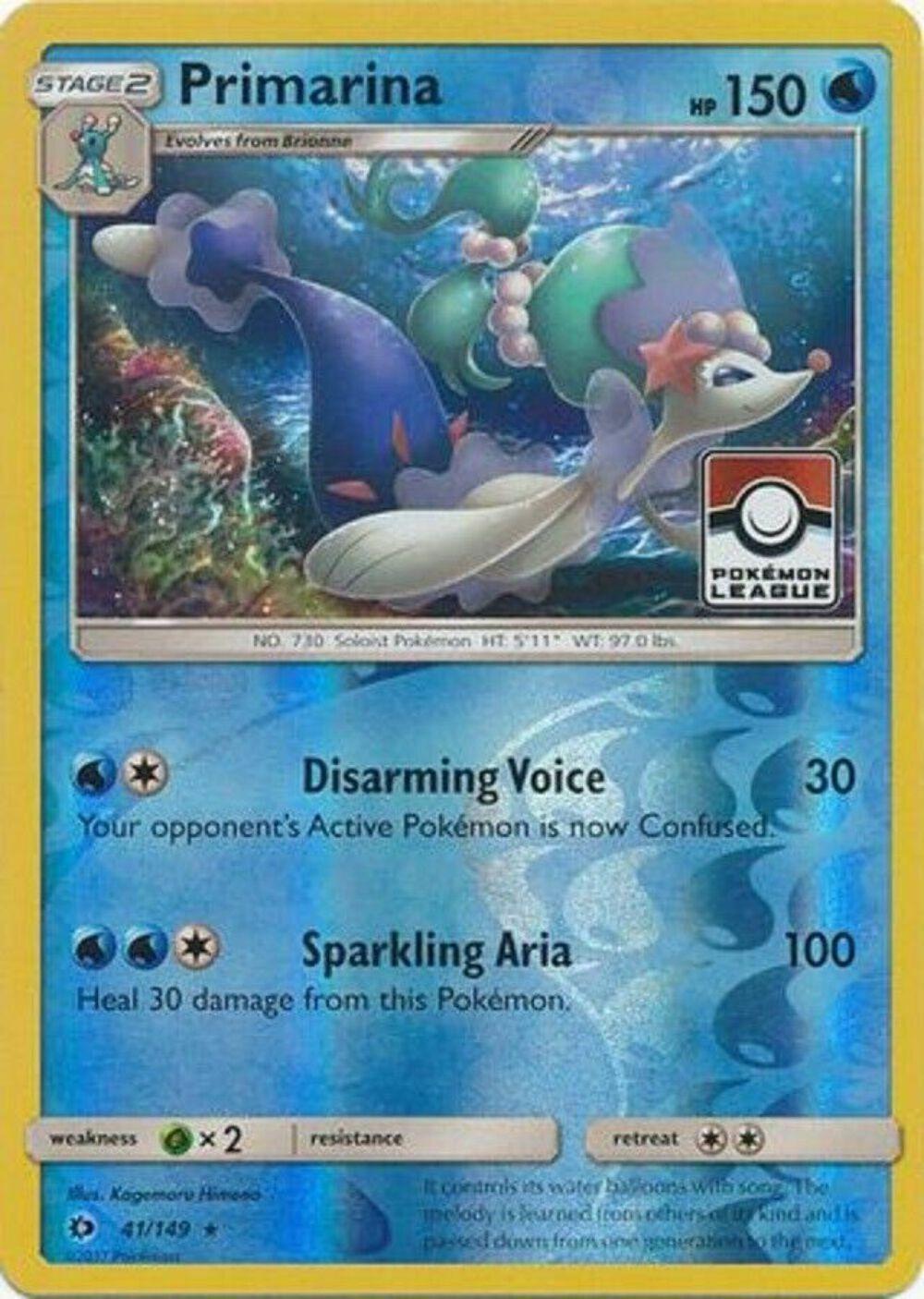 Primarina - 41/149 - Rare League Promo