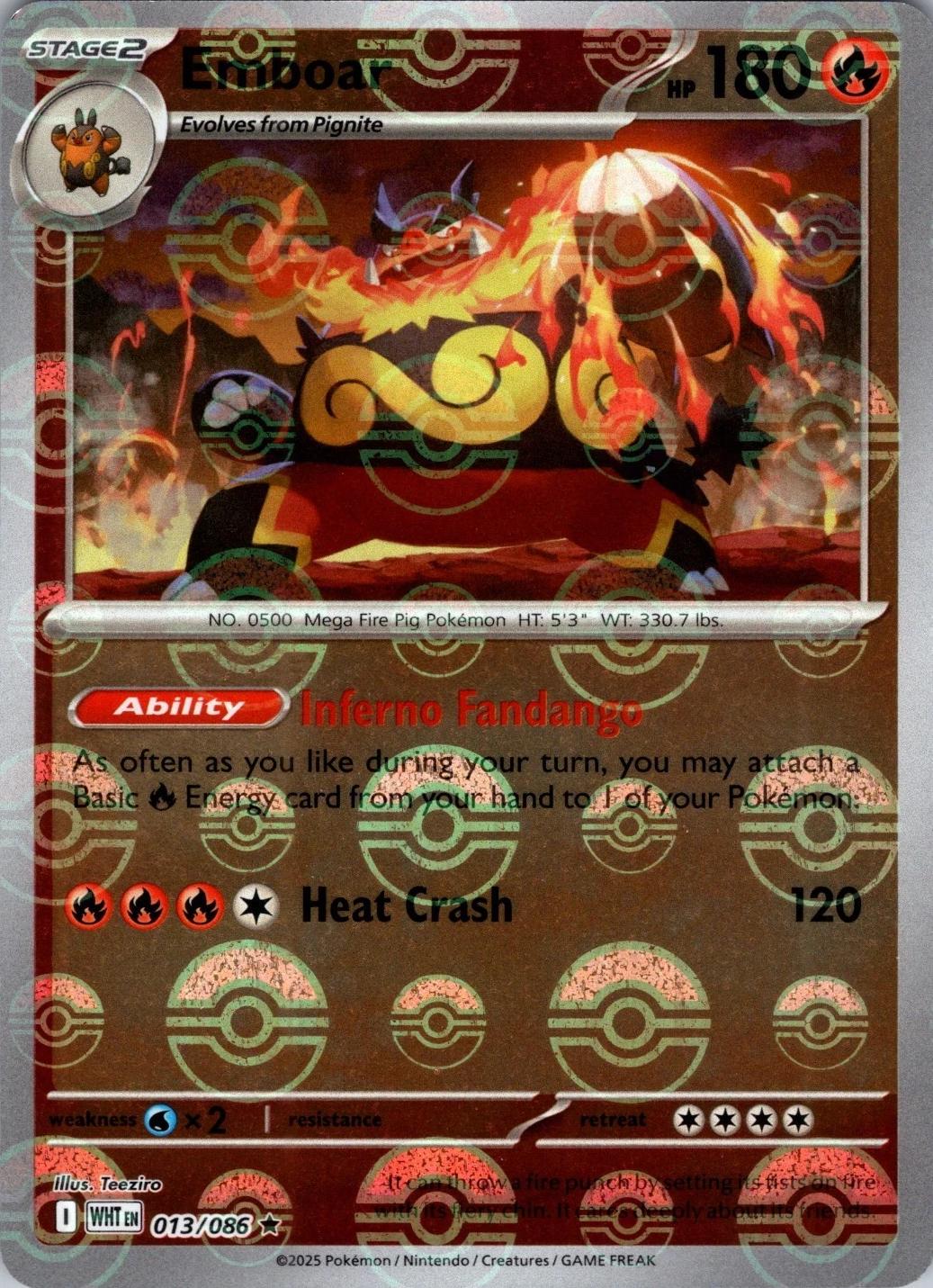 Emboar - 013/086 - Rare reverse pokeball