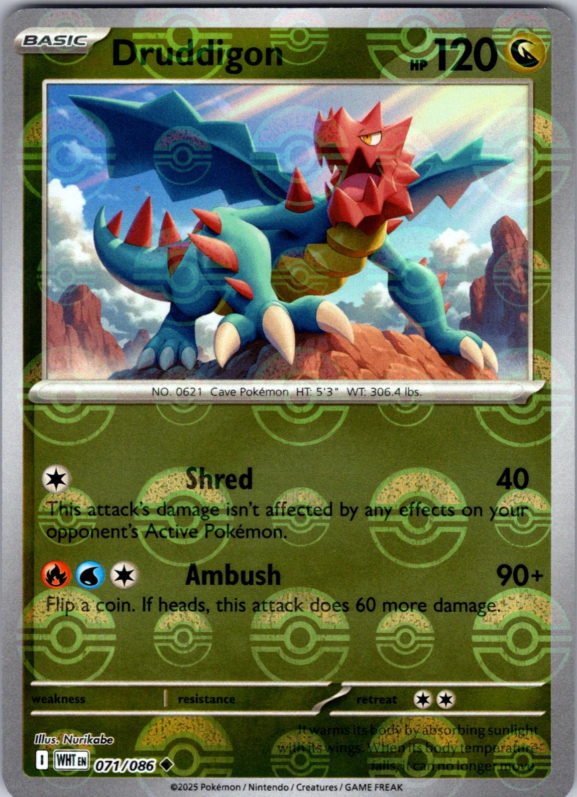 Druddigon - 071/086 - Uncommon reverse pokeball