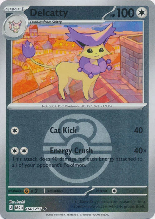 Delcatty - 166/217 - Uncommon reverse Love Ball