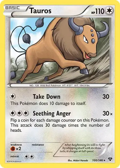 Tauros - 100/146 - Rare Reverse Holo