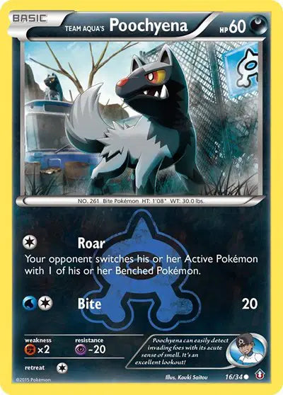 Team Aqua's Poochyena - 16/34 - Common Reverse Holo