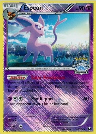 Espeon - 48/108 - Promo (2013 National Championships) Paquete sellado de 10