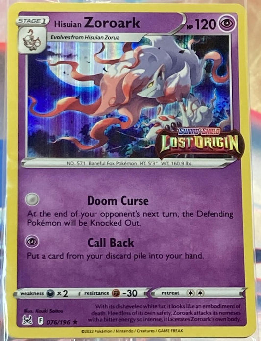 Hsuian Zoroark - 076/196 - Holo Rare - Stamped Lost Origin