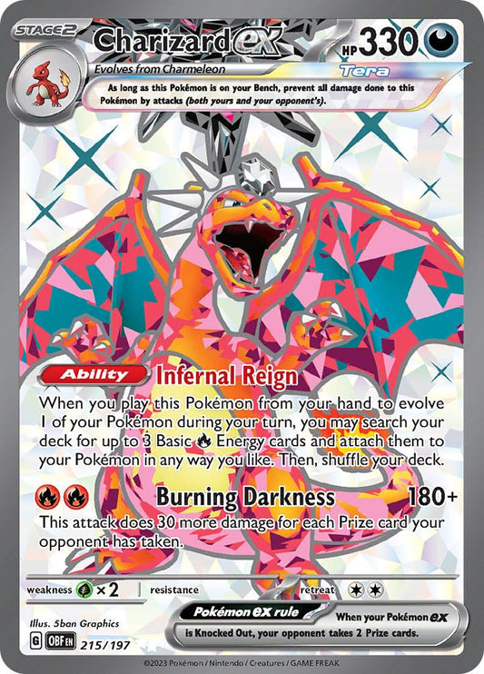 Charizard ex - 215/197 - Full art ultra rare dañada