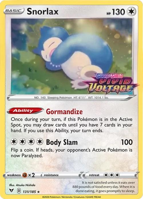 Snorlax [Stamped] 131/185 Pokemon Vivid Voltage