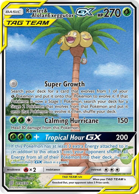 Rowlet & Alolan Exeggutor GX - 215/236 - Special Illustration Rare