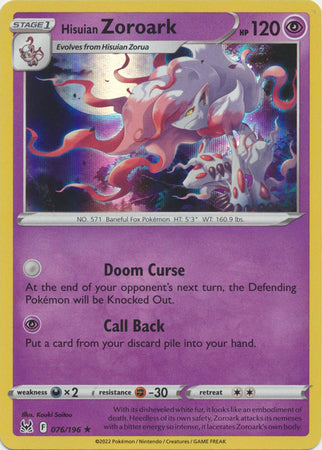Hisuian Zoroark - 076/196 - Holo Rare Stamped