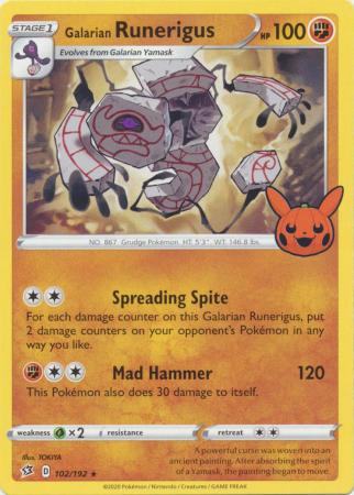Galarian Runerigus - 102/192 - Rare Trick or Trade