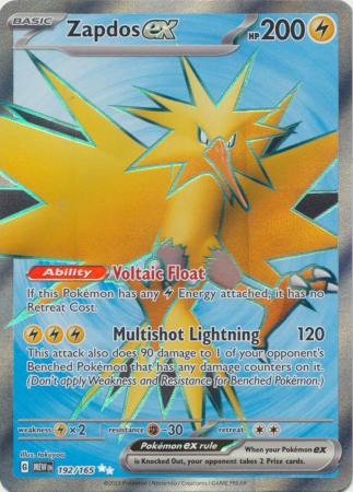 Zapdos EX - 192/165 - Full Art Rara Secreta