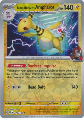 Team Rocket's Ampharos - 074/182 - Uncommon Reverse Holo