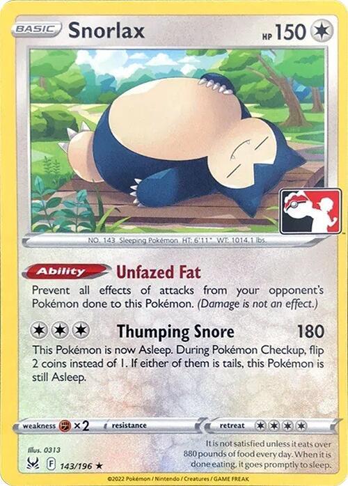 Snorlax - 143/196 - Rare - prize pack