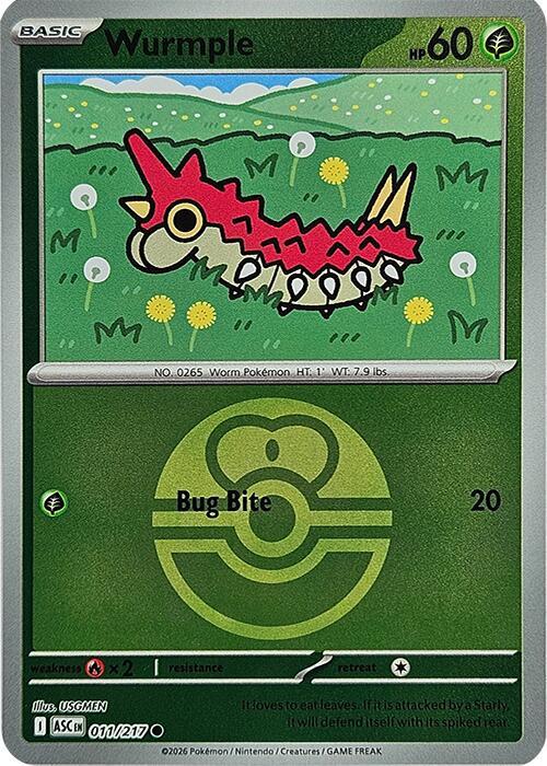 Wurmple - 011/217 - Common reverse Love Ball