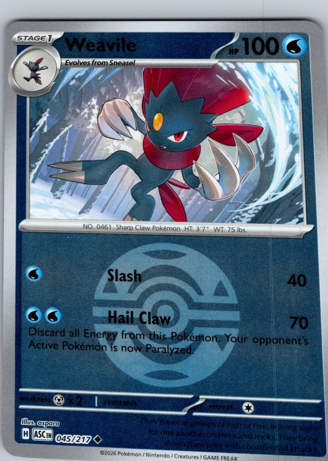 Weavile - 045/217 - Uncommon reverse Dusk ball