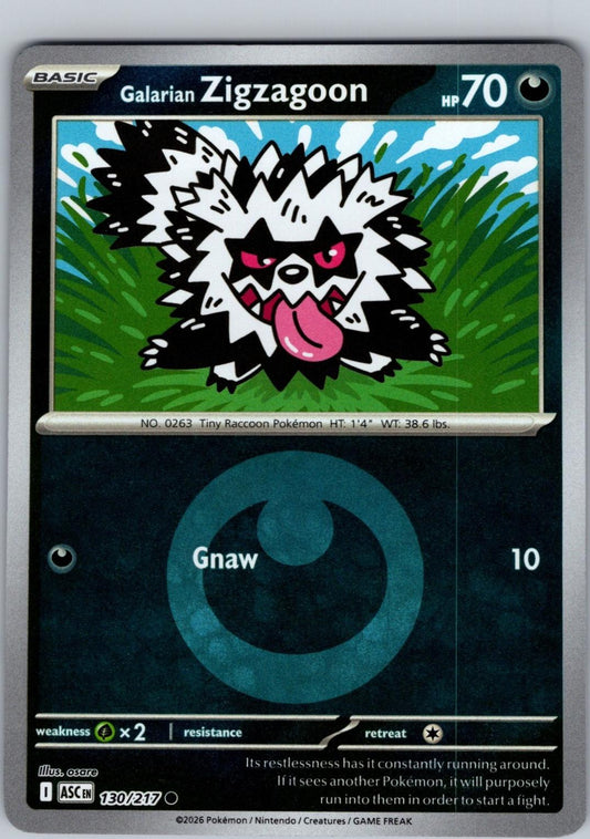 Galarian Zigzagoon - 130/217 - Common reverse Energy symbol