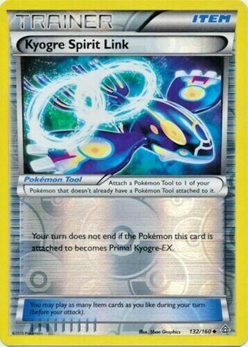 Kyogre Spirit Link - 132/160 - uncommon reverse holo dañada