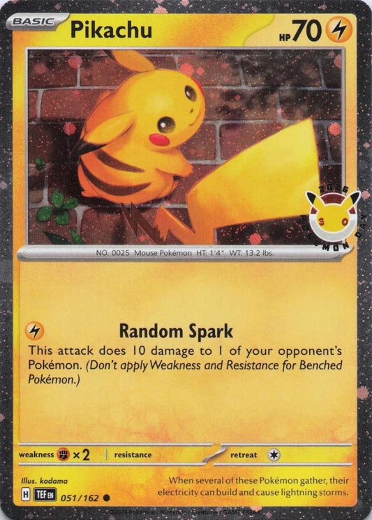Pikachu - 051/162 - Common holo stamp Pokémon Day 2026