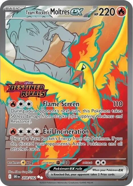 Team Rocket´s Moltres ex - 208/182 - Full art Stamped