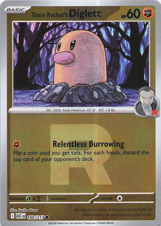 Team Rocket´s Diglett - 100/217 - Common reverse Rocket symbol