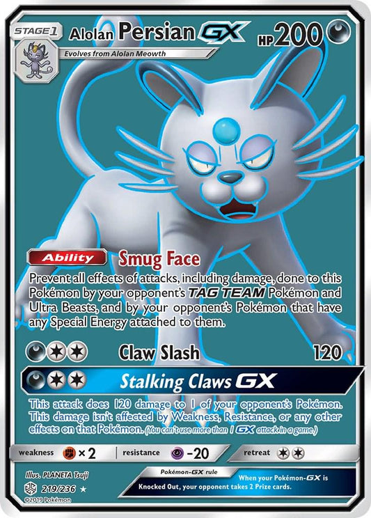 Alolan Persian GX - 219/236 - Full art ultra Rare