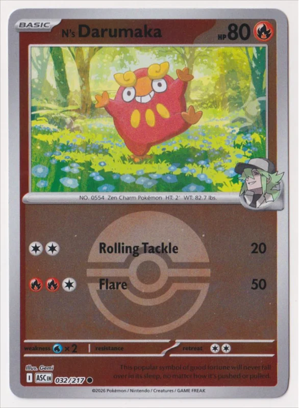 N´s Darumaka - 032/217 - Common reverse pokeball