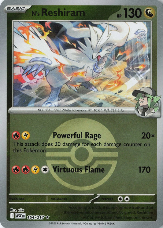 N´s Reshiram - 154/217 - Rare Reverse Pokeball