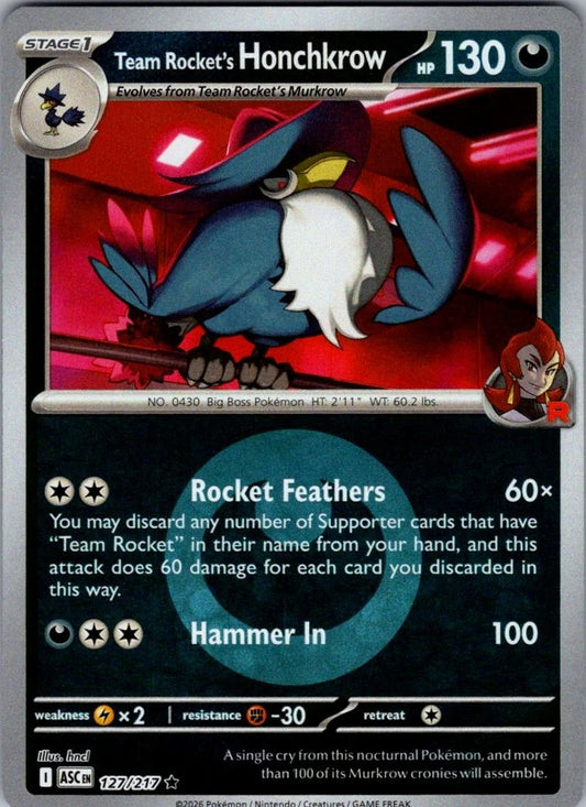 Team Rocket´s Honchkrow - 127/217 - Rare Reverse Energy symbol