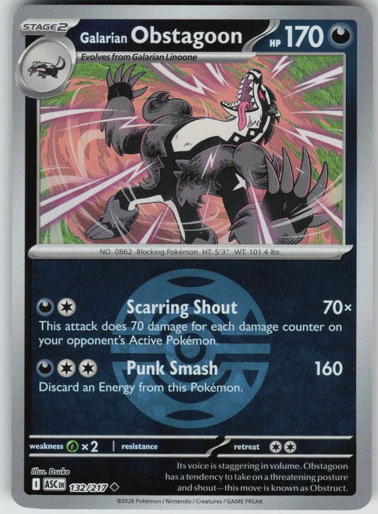 Galarian Obstagoon - 132/217 - Uncommon reverse Dusk Ball