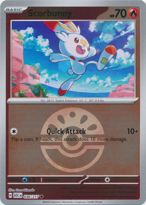 Scorbunny - 036/217 - Common reverse Friend Ball
