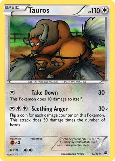 Tauros - 57/83 - Rare Reverse Holo