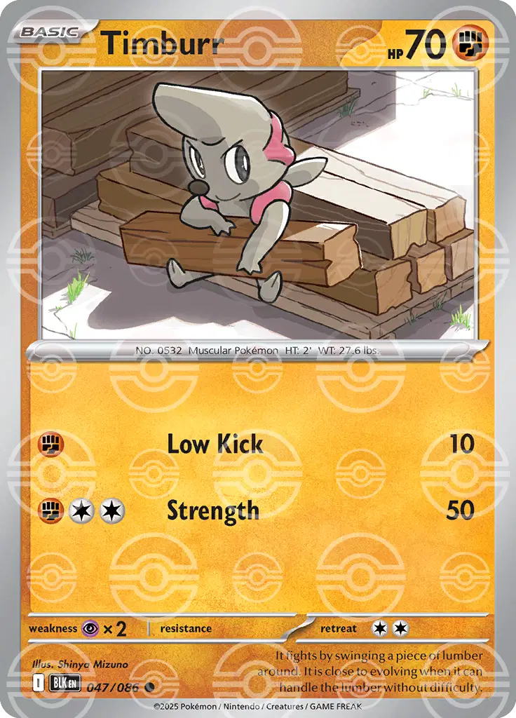 Timburr [Poke Ball] 047/086 Pokemon Black Bolt